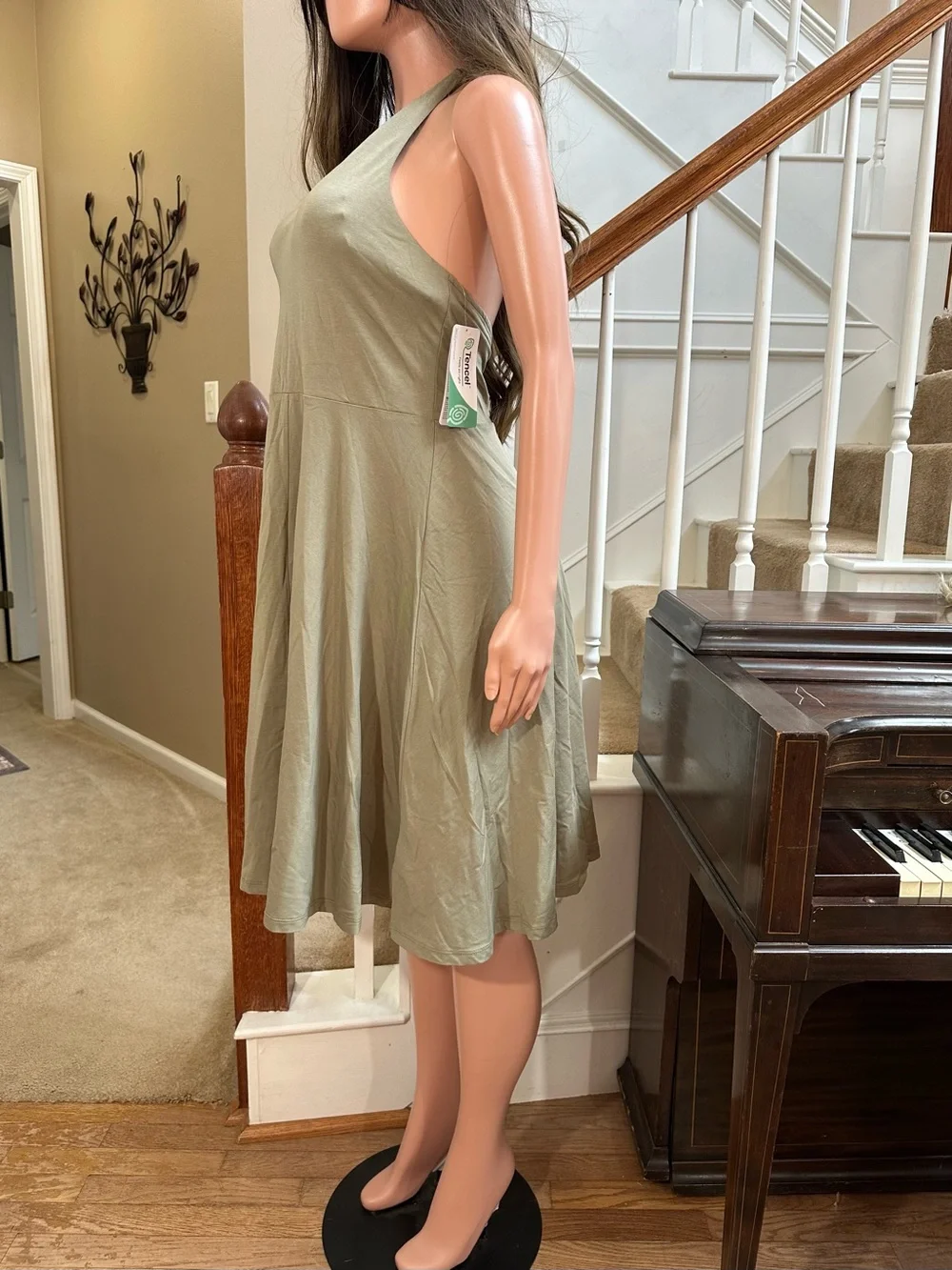 NWT Land’s End Olive Halter Fit-and-Flare Dress
